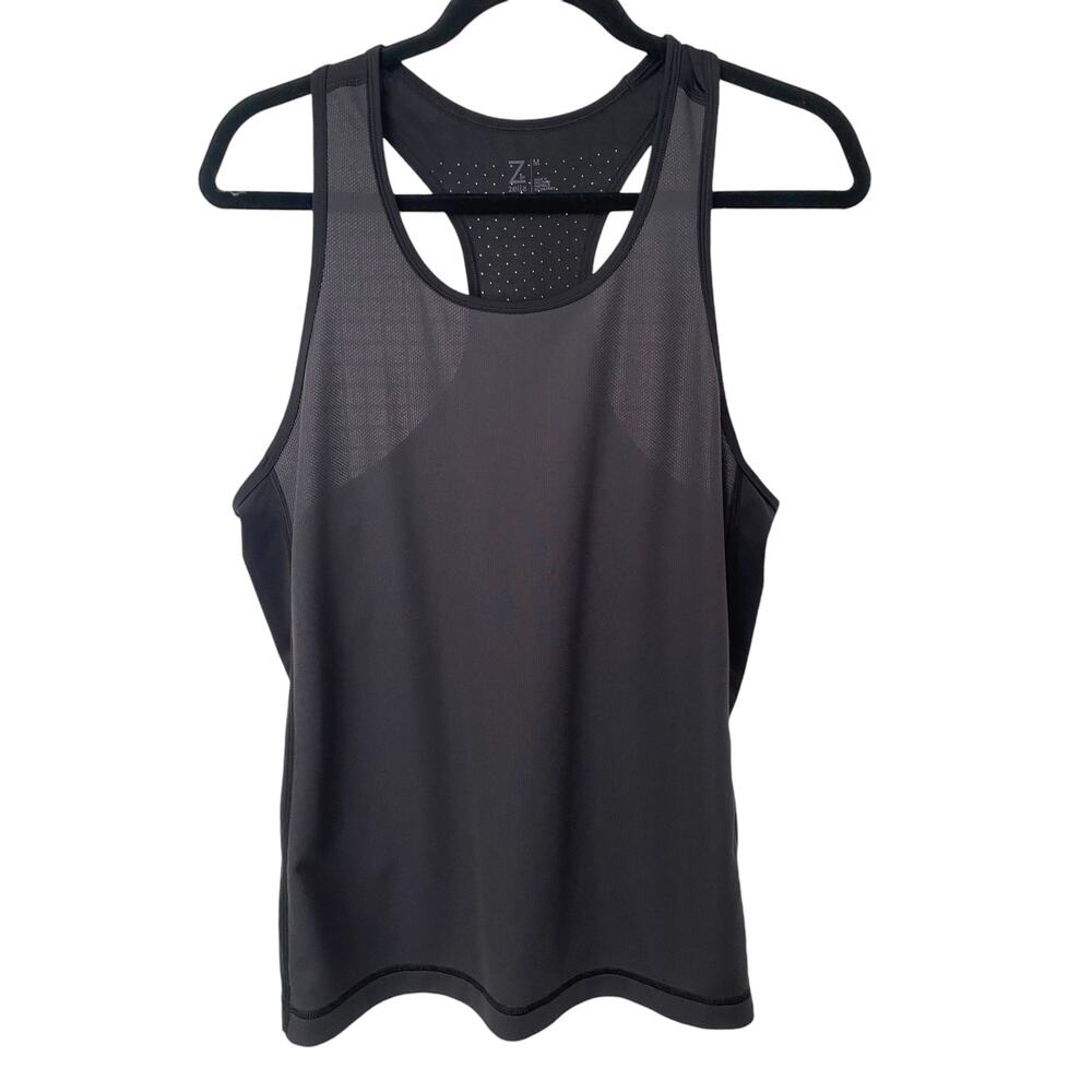 Zella Black Grey Breathable Workout Tank Top Racerback Running Walking Gym-M